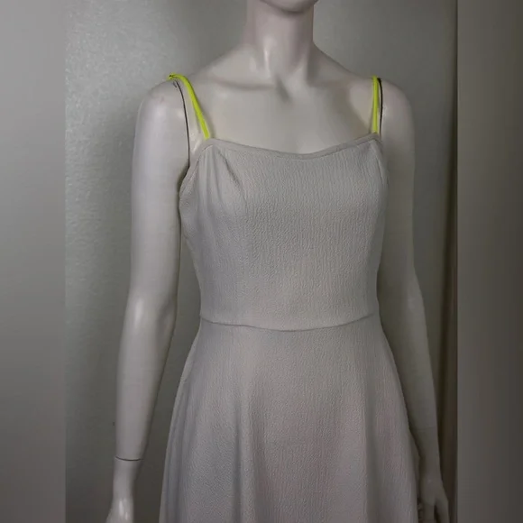 Black Halo Quill White Midi Dress with Neon Trim Size 8. D23 - Picture 6 of 16